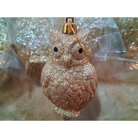 NEW Set Of 5 Glitter Owl Hanging Christmas Ornaments 4.5x2.5 - Picture 3 of 6